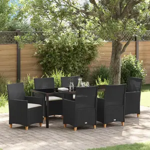 vidaXL Ensemble de salle à manger pour jardin 7 pcs Noir polyrotin pas cher