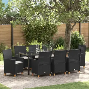 Ensemble De Salle À Manger Pour Jardin 9 Pcs Noir Polyrotin Vidaxl pas cher