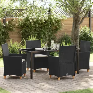 Vidaxl - Ensemble De Salle À Manger Pour Jardin 5 Pcs Noir Polyrotin pas cher