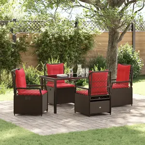 vidaXL Vidaxl Set De Dîner De Jardin 5 Pièces Rattan Poly Marron pas cher