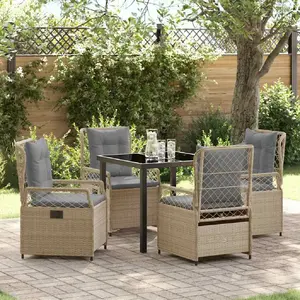 vidaXL Ensemble de dîner de jardin 5 pièces beige en rattan poly pas cher