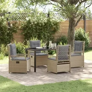 vidaXL Ensemble de salle à manger de jardin 5 pièces Beige Rattan Poly pas cher