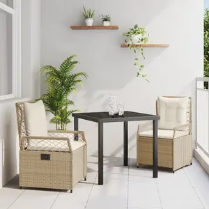 vidaXL Ensemble de jardin 3 pièces Beige en Poly Rattan pas cher