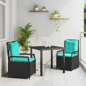 vidaXL Ensemble de jardin 3 pcs noir Poly-Rotin pas cher