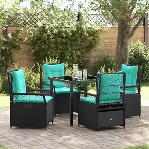 vidaXL Ensemble de jardin 5 pcs noir Poly-Rattan pas cher