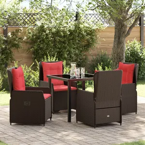 vidaXL Ensemble de salle à manger pour jardin 5 pcs Marron Poly rotin pas cher