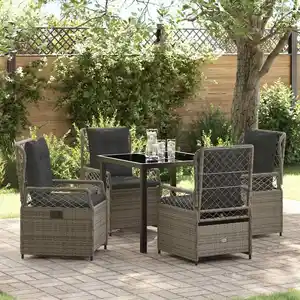 vidaXL Ensemble de Salle à Manger de Jardin 5 Pièces Gris Rattan Poly pas cher