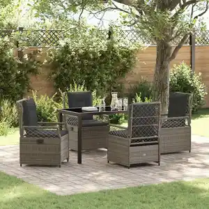 vidaXL Ensemble de 5 meubles de jardin en gris poly rattan pas cher