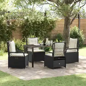 vidaXL Ensemble de Salle à Manger de Jardin 5 Pièces Noir Poly Rattan pas cher