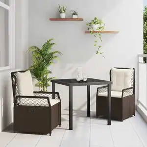 vidaXL Ensemble de Salle à Manger de Jardin de 3 Pièces Marron Poly Rattan pas cher