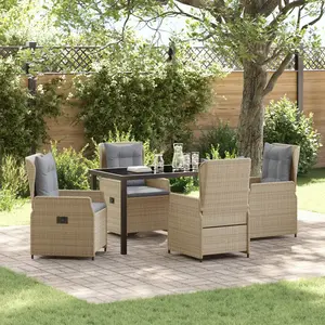 Vidaxl - Ensemble De Salle À Manger Pour Jardin 5 Pcs Beige Polyrotin pas cher