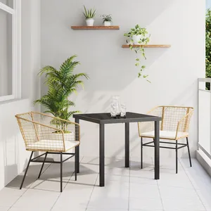 Vidaxl - Ensemble De Salle À Manger Pour Jardin 3 Pcs Marron Polyrotin pas cher