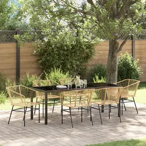vidaXL Vidaxl Set De Jardin 7 Pièces Marron Rattan Poly pas cher