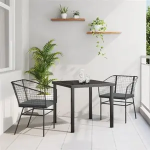 vidaXL Set de 2 Noir et gris foncé Rattan PE, Acier revêtu de poudre 3380904 pas cher