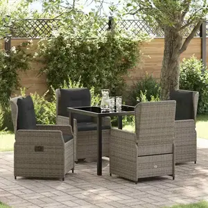 vidaXL Ensemble de salle à manger pour jardin 5 pcs Gris polyrotin pas cher