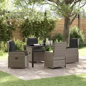 vidaXL Ensemble de salle à manger pour jardin 5 pcs Gris polyrotin pas cher