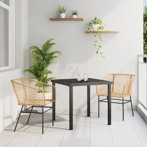 Comparateur de prix : Vidaxl - Ensemble De Salle À Manger Pour Jardin 3 Pcs Marron Polyrotin