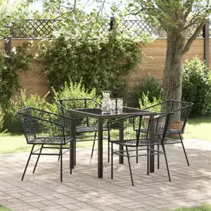 Comparateur de prix : Vidaxl - Ensemble De Salle À Manger Pour Jardin 5 Pcs Noir Polyrotin
