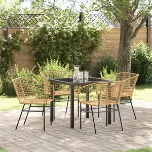 Vidaxl set de salle à manger de jardin 5 pièces en poly rattan marron pas cher