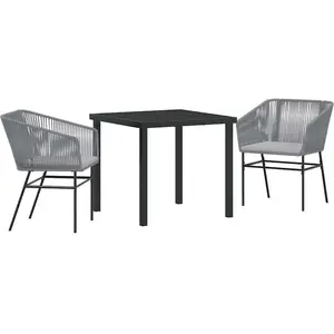 vidaXL Ensemble de salle à manger pour jardin 3 pcs Gris Poly rotin pas cher