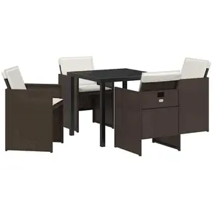 vidaXL Ensemble de salle à manger pour jardin 5 pcs Marron polyrotin pas cher
