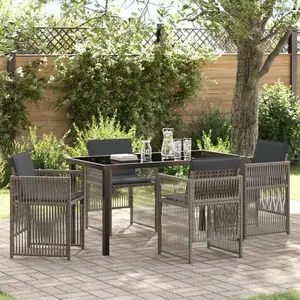 vidaXL Salon de jardin 5 pcs Gris Acier revêtu par poudre pas cher