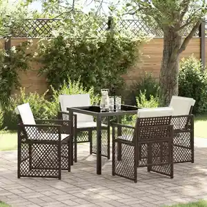 vidaXL Ensemble de salle à manger pour jardin 5 pcs Marron polyrotin pas cher