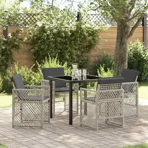 vidaXL Ensemble de salle à manger pour jardin 5 pcs Gris clair pas cher