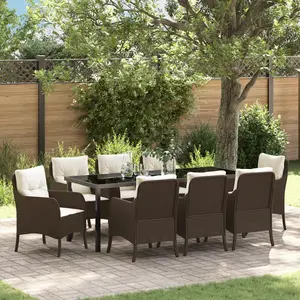 Comparateur de prix : vidaXL Ensemble de salle à manger pour jardin 9 pcs Marron polyrotin