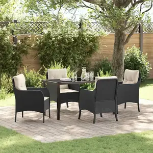 Vidaxl - Ensemble De Salle À Manger Pour Jardin 5 Pcs Noir Poly Rotin pas cher