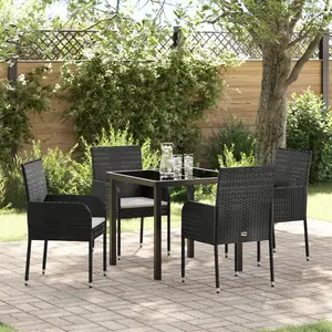 Comparateur de prix : Vidaxl - Ensemble De Salle À Manger Pour Jardin 5 Pcs Noir Poly Rotin