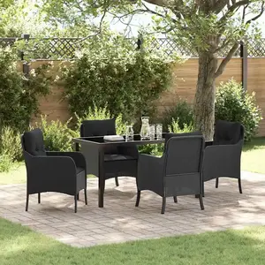 Vidaxl - Ensemble De Salle À Manger Pour Jardin 5 Pcs Noir Poly Rotin pas cher