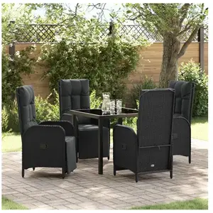 Vidaxl - Ensemble De Salle À Manger Pour Jardin 5 Pcs Noir Poly Rotin pas cher