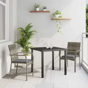 Vidaxl - Ensemble De Salle À Manger Pour Jardin 3 Pcs Gris Poly Rotin pas cher