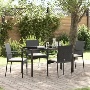 Vidaxl - Ensemble De Salle À Manger Pour Jardin 5 Pcs Noir Poly Rotin pas cher