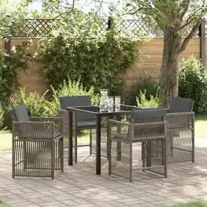 Comparateur de prix : vidaXL Ensemble de salle à manger pour jardin 5 pcs Gris polyrotin