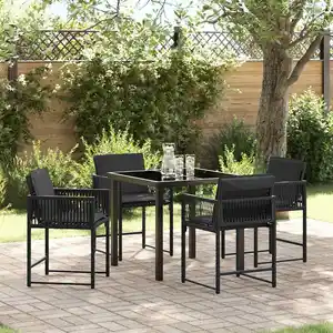 vidaXL Ensemble de salle à manger pour jardin 5 pcs Noir polyrotin pas cher