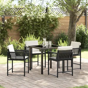 vidaXL Ensemble de jardin 5 pcs noir Poly-Rattan pas cher