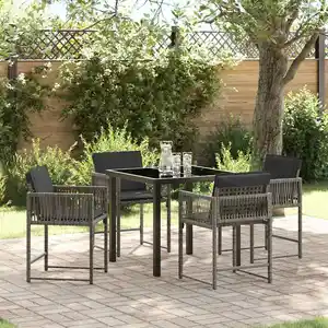 vidaXL Ensemble de salle à manger pour jardin 5 pcs Gris polyrotin
