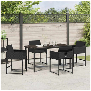 vidaXL Ensemble de jardin 5 pcs noir Poly-Rattan pas cher