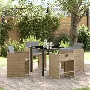 vidaXL Ensemble de salle à manger pour jardin 5 pcs Beige polyrotin pas cher