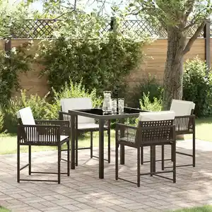 vidaXL Ensemble de salle à manger pour jardin 5 pcs Marron polyrotin pas cher