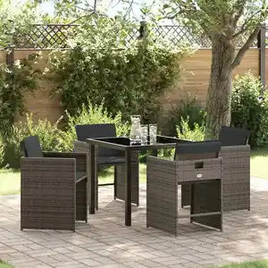 vidaXL Ensemble de jardin 5 pcs Gris Poly-Rotin pas cher