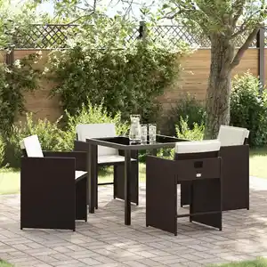 vidaXL Ensemble de jardin 5 pcs brun Poly-Rattan pas cher