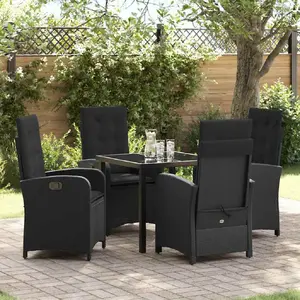 vidaXL Ensemble de salle à manger pour jardin 5 pcs Noir polyrotin pas cher