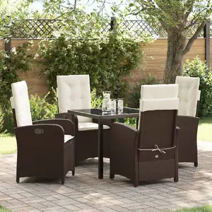 Ensemble De Salle À Manger Pour Jardin 5 Pcs Marron Polyrotin Vidaxl pas cher