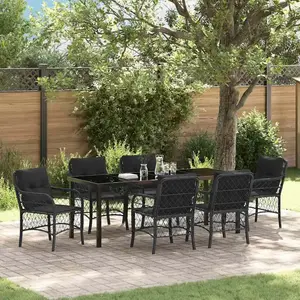 Ensemble De Salle À Manger Pour Jardin 7 Pcs Noir Poly Rotin Vidaxl pas cher