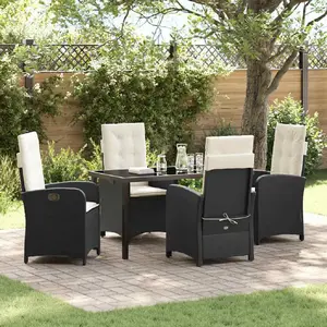 Vidaxl - Ensemble De Salle À Manger Pour Jardin 5 Pcs Noir Polyrotin pas cher