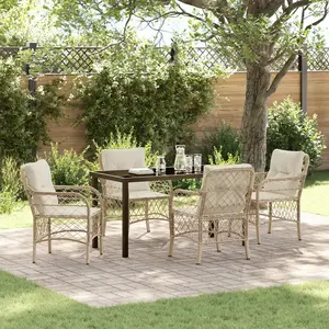 Vidaxl - Ensemble De Salle À Manger Pour Jardin 5 Pcs Beige Poly Rotin pas cher