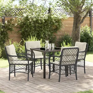 Vidaxl - Ensemble De Salle À Manger Pour Jardin 5 Pcs Noir Poly Rotin pas cher